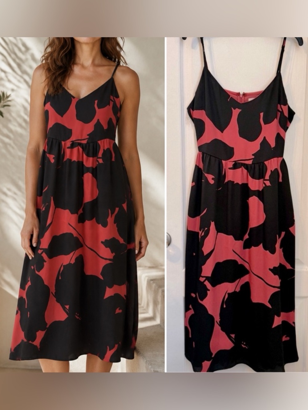 LOFT ANN TAYLOR DRESS. SIZE 6 ADJUSTABLE STRAPS, LIGHTWEIGHT, BACK ZIP, TIE BACK